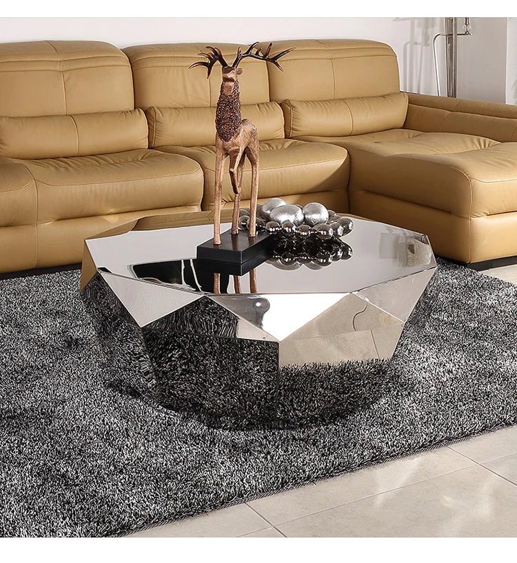 Diamond Shaped Coffee Table, Made of Stainless Steel Material, Suitable for Study Rooms, Bars, Hotels, Restaurants, and Offices