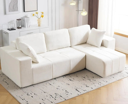 113" Cloud Sectional Boneless Couch for Living Room, Modern Modular Sectional Sofa Deep Seat with Ottoman,, Customized