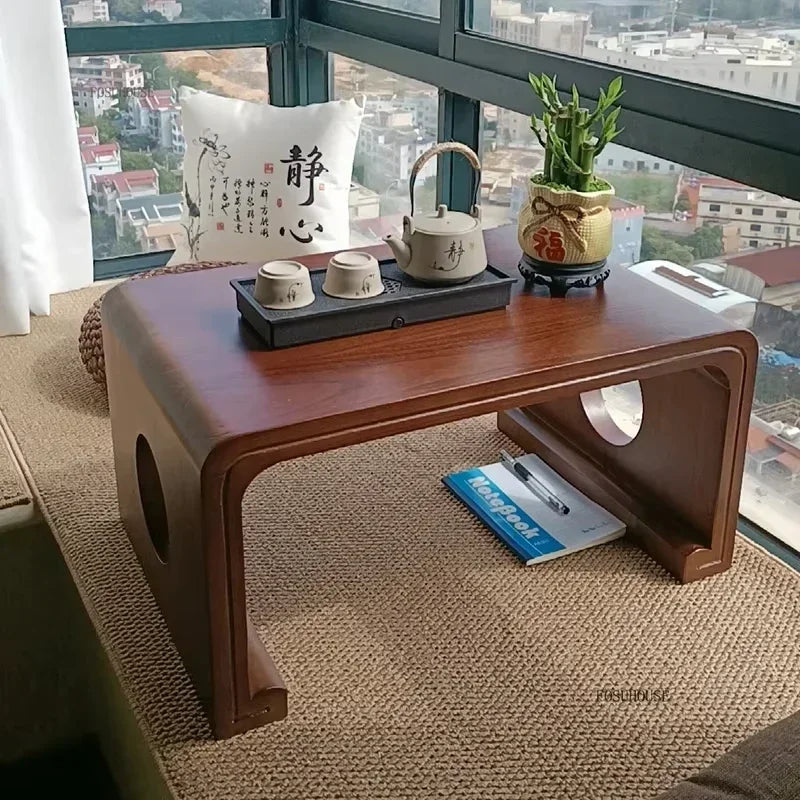 European Solid Wood Coffee Table Home Balcony Window Small Table Light Luxury Minimalist Sofa Side Table Living Room Furniture F
