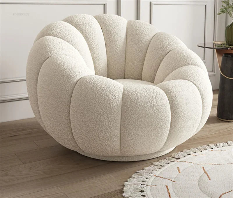 Modern Living Room Sofa Lambswool Pumpkin Sofa Chair Creative Home Balcony Swivel Lounge Chair Fitting Room Bedroom Single Sofas