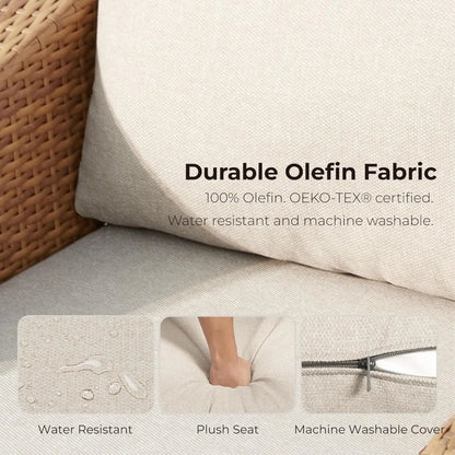 Patio Wicker Chair, 360° Swivel Outdoor Rattan Chair with Thickened Cushions for Backyard, Poolside, Garden or Porch, Beige Cus