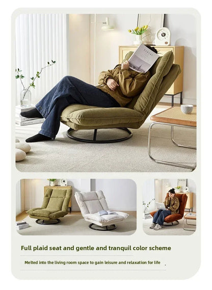 New Rotating Sofa Chair, Living Room Balcony Fabric Lazy Sofa, Adjustable Backrest Rotating Leisure Chair Swivel Chair