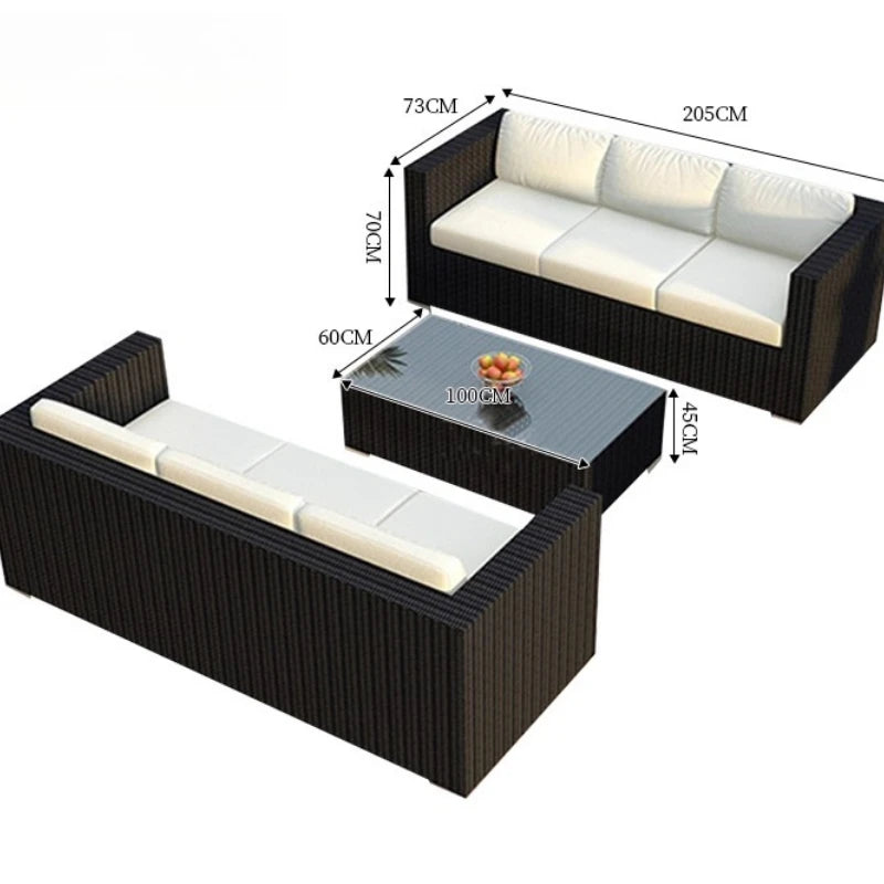 Terrace Modern Garden Sofas Outdoor Combination Courtyard Nordic Garden Sofas Waterproof Pe Rattan Furniture Sofá Jardín MHHYSF