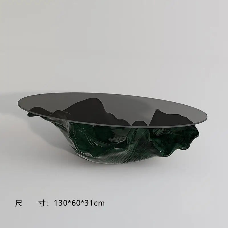 Table à thé moderne en verre de qualité supérieure, mobilier de luxe à une feuille de styliste artistique haut de gamme pour Table basse de salon