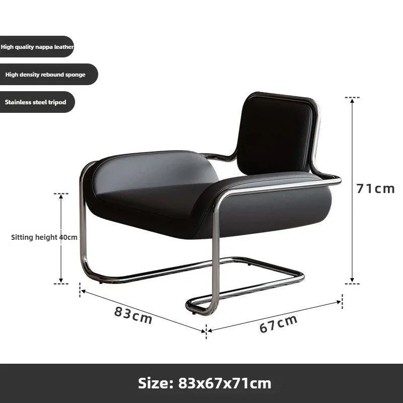 Nordic Designer Medieval Stainless Steel Light Luxury Minimalist Living Room Reception Leisure Single Chair Special-shaped Chair