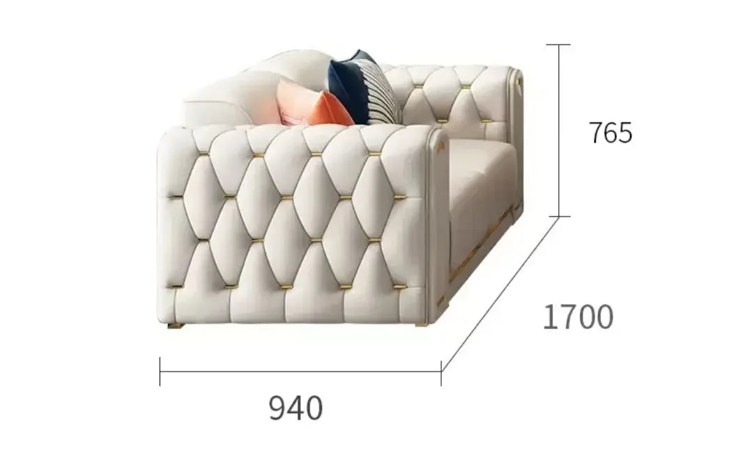 Luxury Design Sectional 1 2 3 Seater Leather Tufted Sofa Set Modern U Shape Living Room Furniture