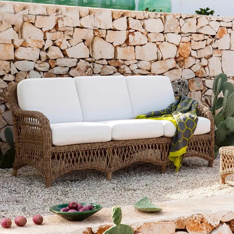 Outdoor PE Rattan Garden Chairs Balcony Courtyard Garden Waterproof Sofa Chairs Outdoor Terrace Leisure Chair Outdoor Furniture