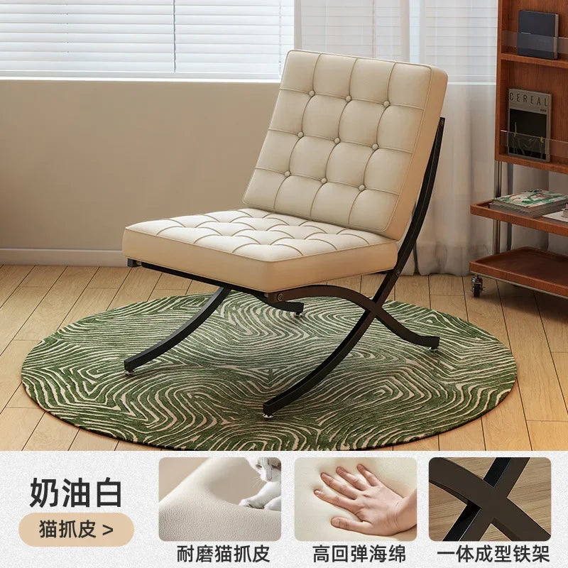 Single sofa, designer, Italian style, living room, leather, light luxury, leisure chair