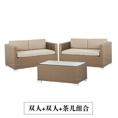 Outdoor Coffee Table Garden Sofas Combination Leisure Nordic Lawn Garden Sofas Simple Pe Rattan Furniture Sofá Jardín MHHYSF