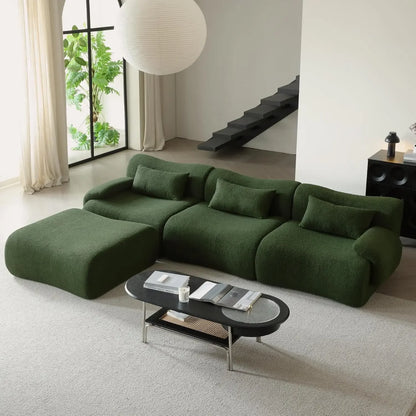 115" Modular Sectional Sofa, Deep Seat Teedy Boucle Boneless L-Shaped Sofa, Modern Oversized Cloud Couch Sectional, Customized