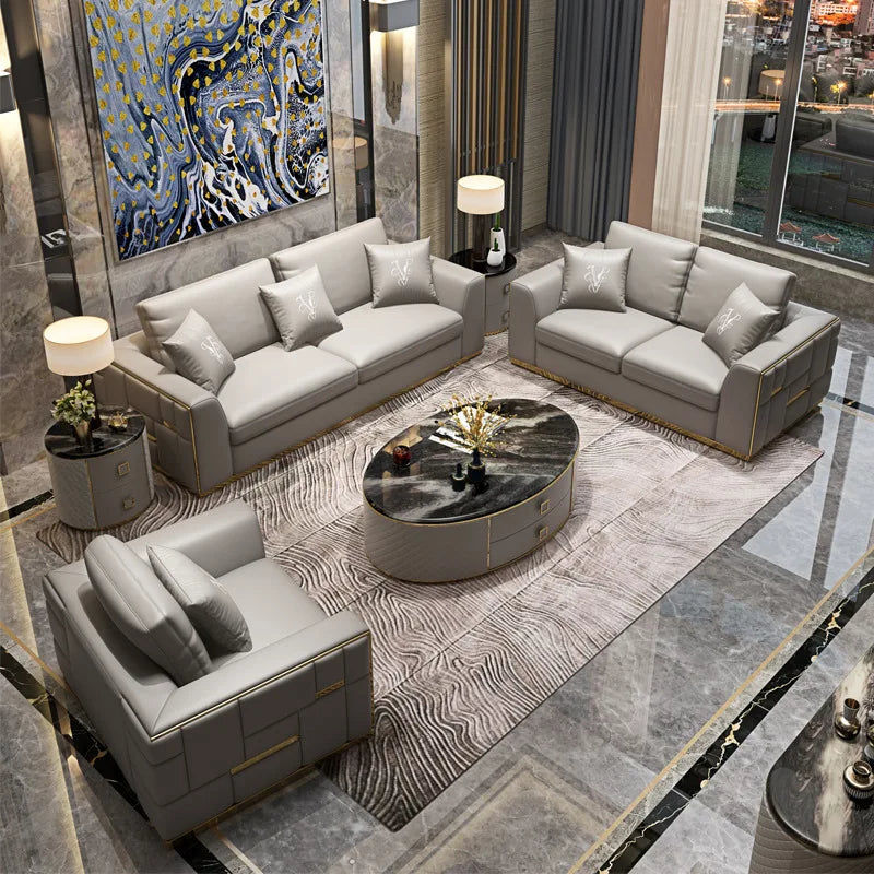 Italian Three-person Leather Sofa