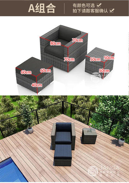 Outdoor courtyard, office building, reception area, sales center, round sofa, outdoor rattan chair, negotiation of large