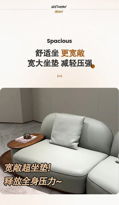 A506  Sofa Italian minimalist cowhide large flat-level villa living room high-end modern simple cream leather sofa