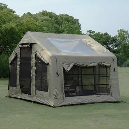 86 Square Feet²  Army Green Inflatable Tent for Camping,3~5 Person Waterproof Oxford Fabric Luxury Air Tent with AC Vent