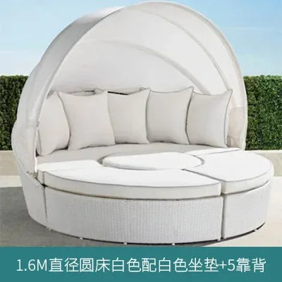 Outdoor rattan round bed leisure garden courtyard swimming pool beach bed