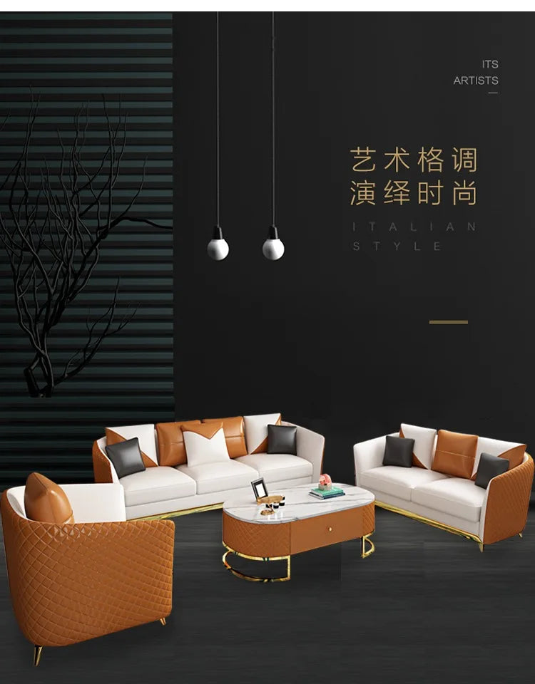 Designer Genuine Leather Sofas Fancy Modern Luxury Individual Loveseat Sofa Sectional Italian Sofy Do Salonu Home Furniture