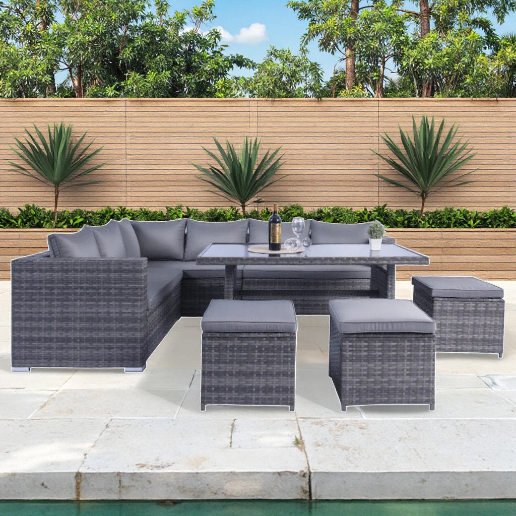 Sailing luxury outdoor rattan sofa outdoor waterproof garden corner sofa fashion wicker garden furniture