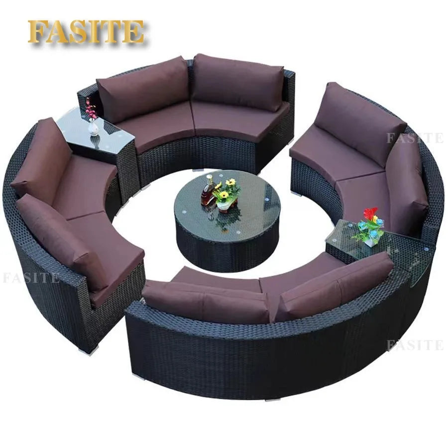 Outdoor round sofa combination rattan chair sofa