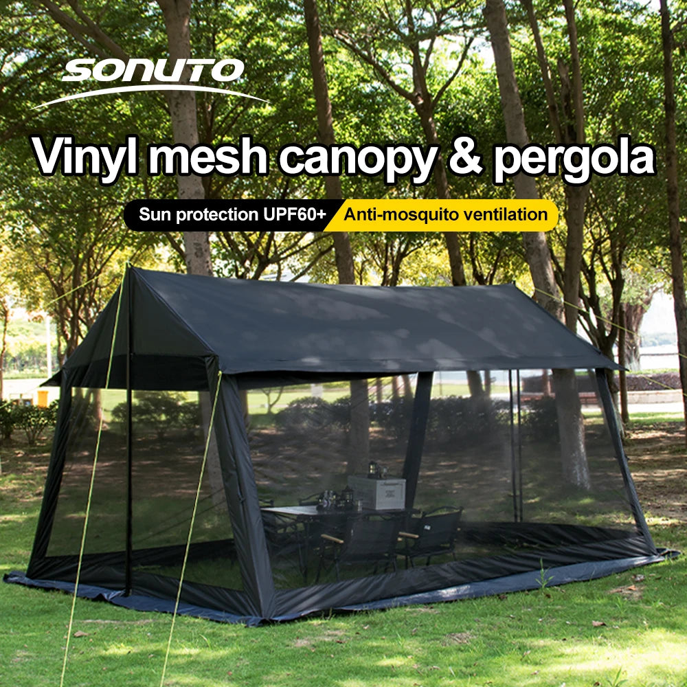 Large Camping Tent, 210D Waterproof Sun Protection, Portable Folding Anti-Mosquito Family Tent for Outdoor Beach Park