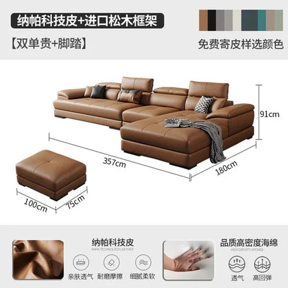 European Living Room Sofa Genuine Leather Sectional Corner Sofas Modular Luxury Sofa Sala De Estar De Luxo Modern Furniture