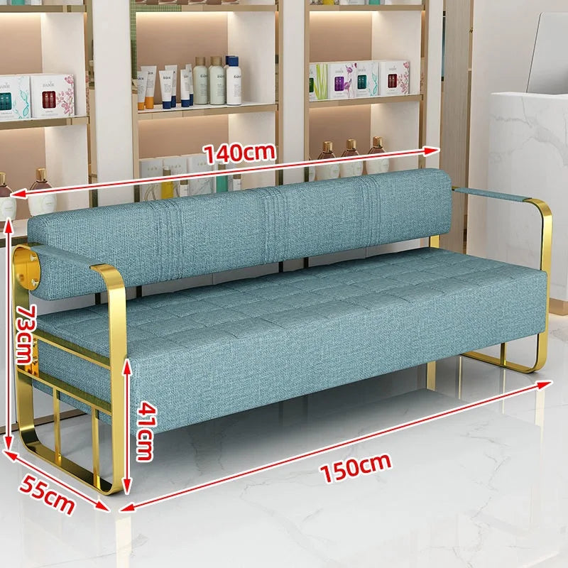 Famous Hair Salon Area Bench Hair Salon Waiting Light Luxury Stainless Steel Bar Sofa