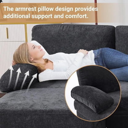 Living Room Sectional Sofa, U Shaped Sofa with Double Chaise Longue