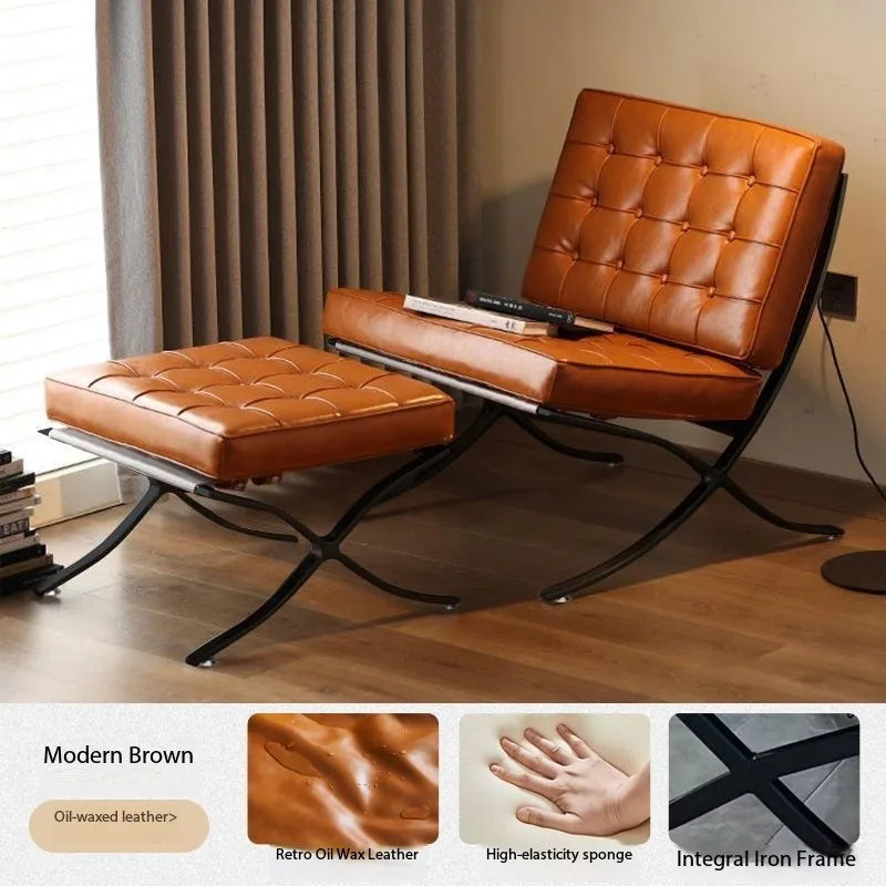 Light luxury small sofa chair Barcelona chair single living room bedroom designer lazy leisure sofa recliner
