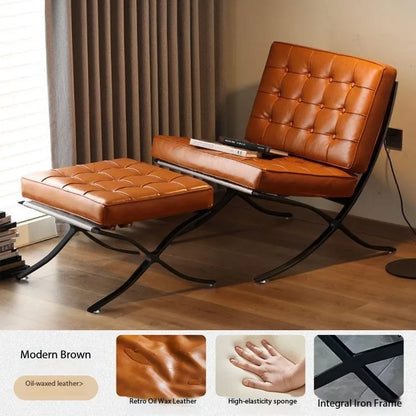 Light luxury small sofa chair Barcelona chair single living room bedroom designer lazy leisure sofa recliner