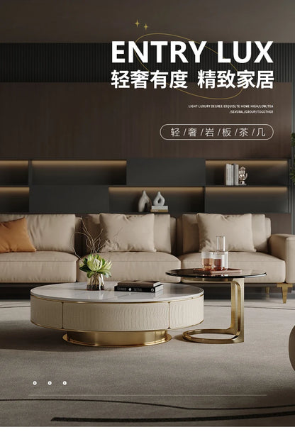 A163 Italian Light Luxury Stainless Steel round Living Room Home Coffee Table Modern Side Table