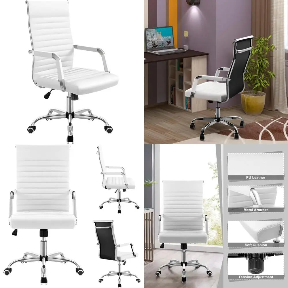 mid-back swivel armchair in white for office and conference rooms