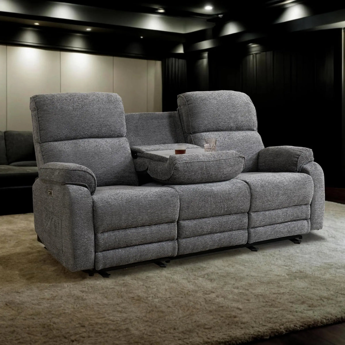 Couch with Massage Heat Zero Gravity Electric Reclining Sofa Power Recliner Sofa with Console Charging Ports for Home Theater