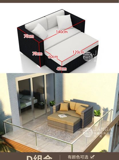 Outdoor courtyard, office building, reception area, sales center, round sofa, outdoor rattan chair, negotiation of large