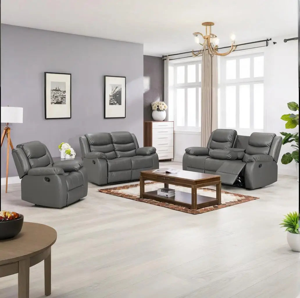 Modern Executive Electric Recliner Sofa Set Multi-Function Leather Fabric Extendable Features for Living Room Furniture