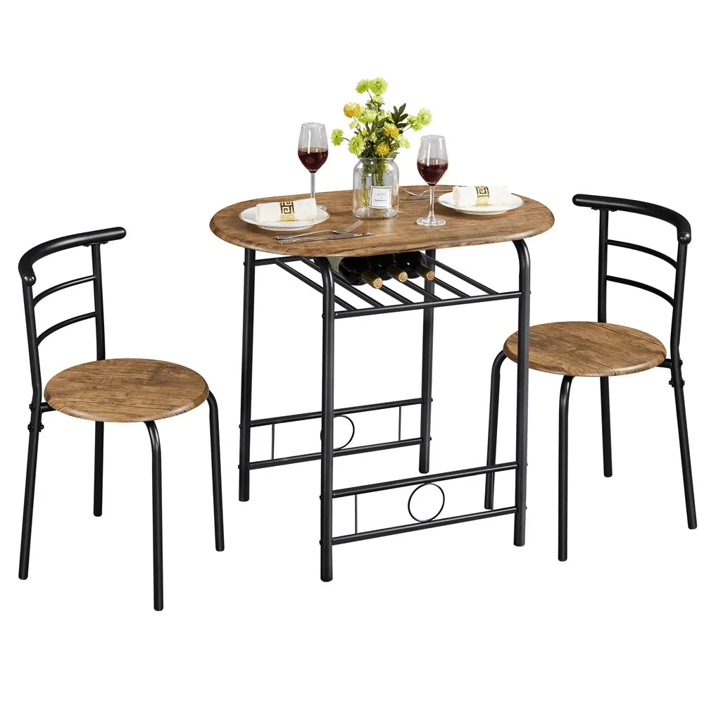 Alden Design Modern Dining Set 3pcs round Table And 2 Chairs Multiple Colors Available for Kitchen Room Furniture