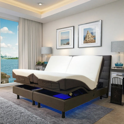 Factory OEM Okin Motor King Bed and Queen Electric Adjustable Bed Frame Smart Bed with Massage