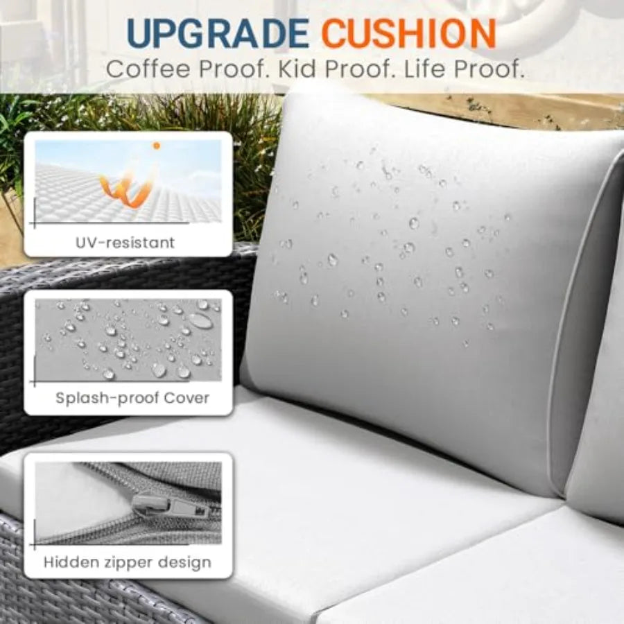 Wisteria Lane 4 Piece Patio Furniture Set Wicker Outdoor Patio Conversation Furniture Set with All Weather Resistant Design Lig