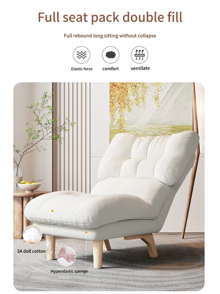 More Design Cheap Wholesale Modern Simple Velvet Comfortable Fabric Casual Reclining Wooden Lounge Living Room Chair