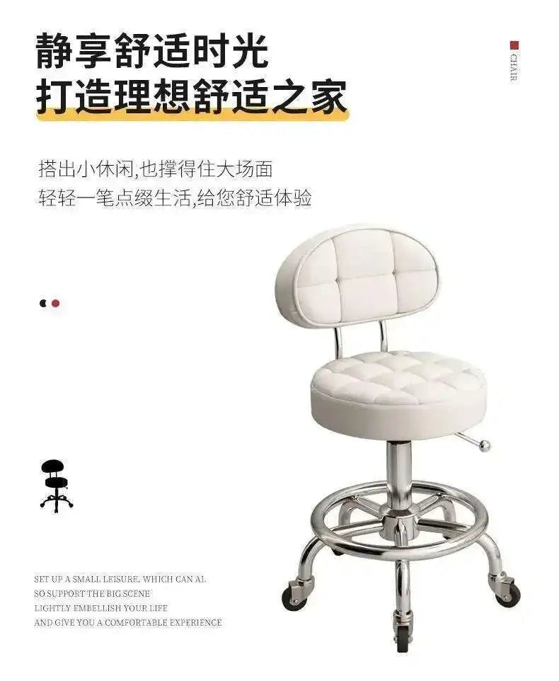 Aesthetic Hairdressing Chair Backrest Simple Rolling Rotating Barber Chair Portable Mocho Cadeira Barber Equipment MQ50BC