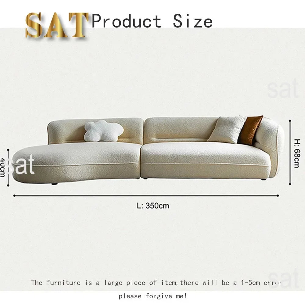 l # Italian Minimalist Fabric White Sofa Cream Style Small Living Room Curved Sofa Modern Boucle Solid Wood Half Round Sofa Set