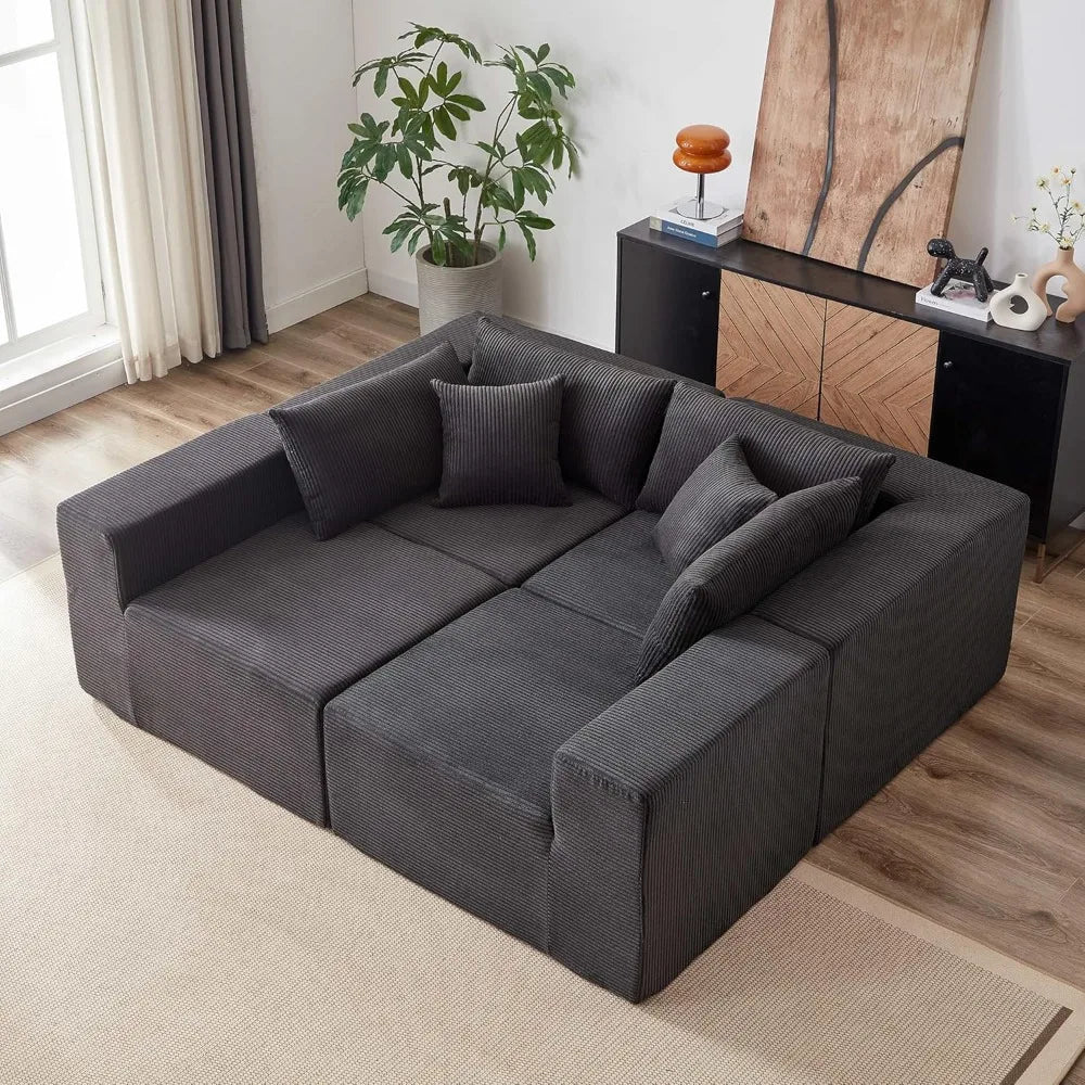 Memory Foam Cloud Sectional Sofa Bed for Living Room, L-Shaped with Chaise, Comfortable Modular Couch
