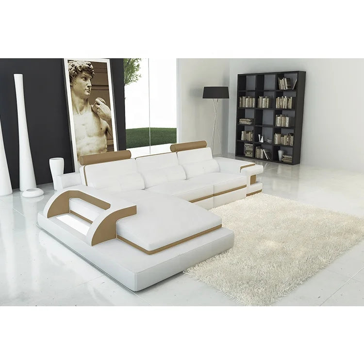 Italian Leather Sectional Sofa Set Red Black L-Shape Living Room Furniture for Office or Apartment Genuine Leather Material