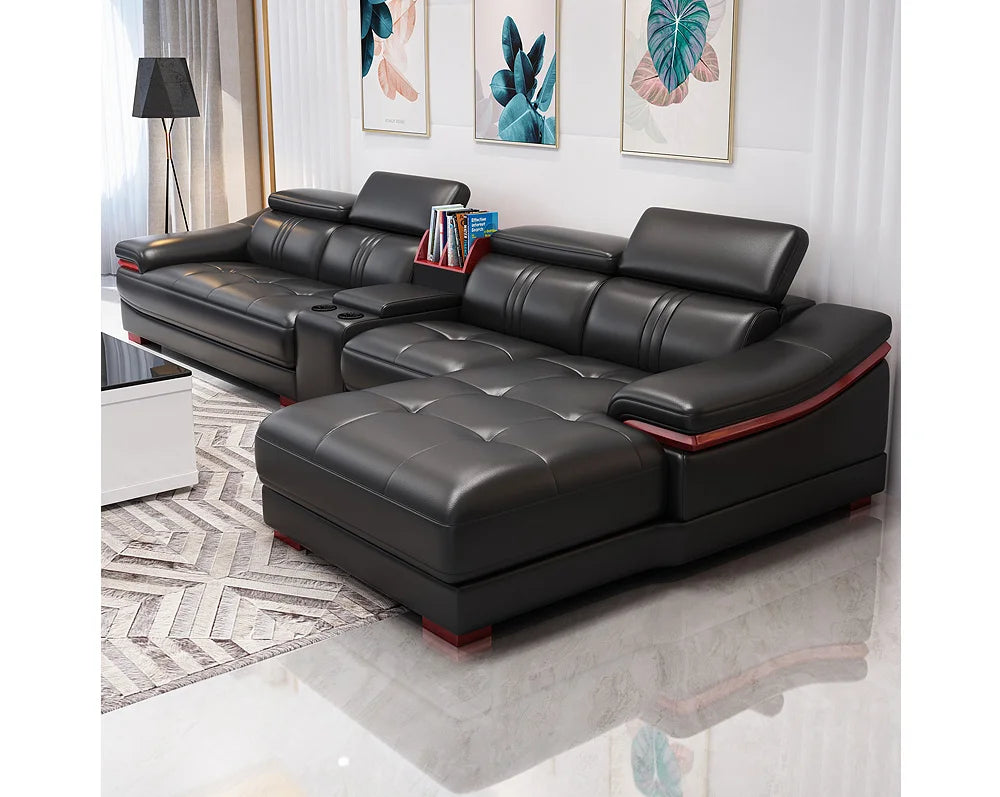 # Hot Sales Modern Sectional Sofa Multifunction Latex Cushion Sofa Leather L Shaped Living Sofa Set With Music Design