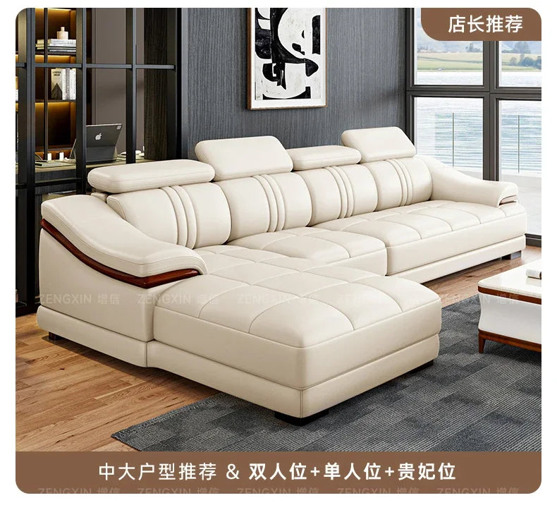 Modern simple living room size apartment combination leather art sofa furniture