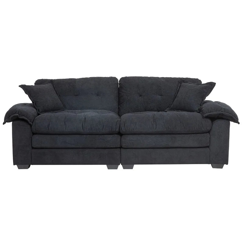84 Convertible Modern Sofa Double Sofa Deep Seat with Two Cushions Memory Sponge Living Room Apartment Office Lounge - Black