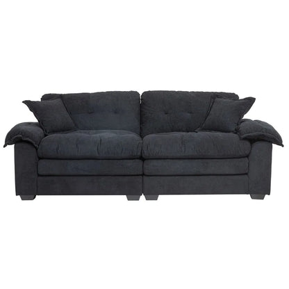 84 Convertible Modern Sofa Double Sofa Deep Seat with Two Cushions Memory Sponge Living Room Apartment Office Lounge - Black