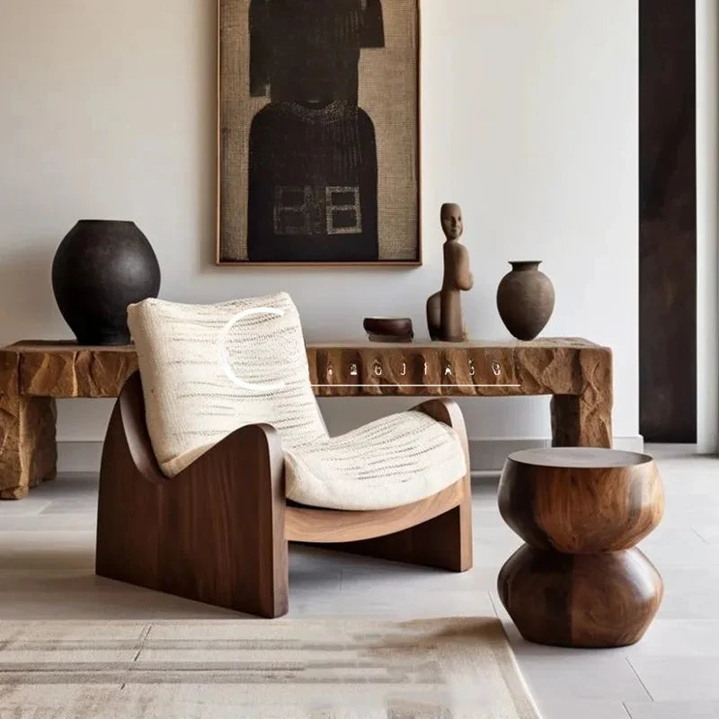 Italian style, retro solid wood leisure, living room bedroom single, medieval single sofa chair