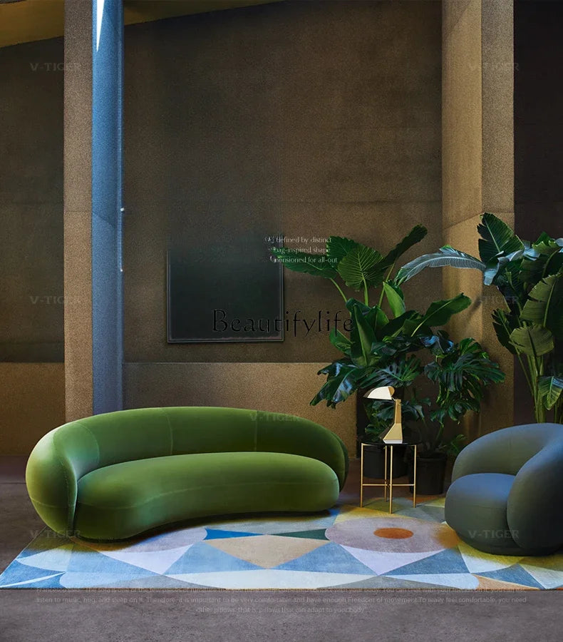 Whole house furniture Nordic Light Luxury Minimalist Cashew Sofa Designer Curved Living Room Fabric Craft Sofa Combination