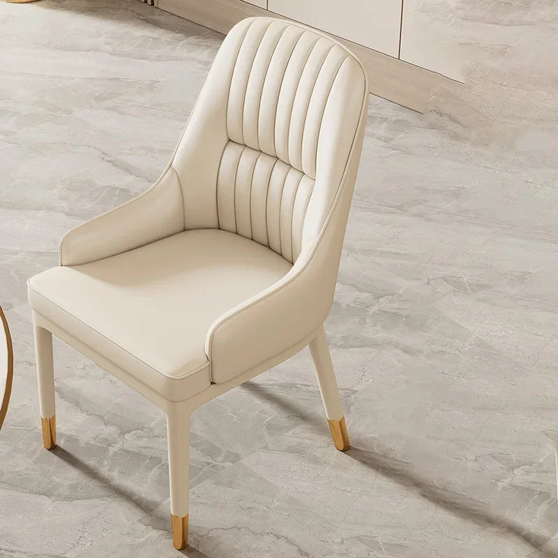 Modern Faux Dining Chairs Kitchen Metal Leather Nordic Home Dining Chairs Luxury European Chaises Salle Manger Furnitures