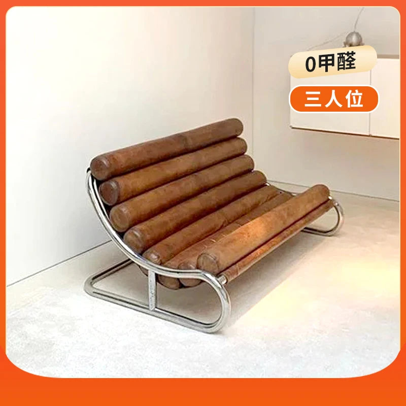 Stainless steel sofa chair Metal lazy recliner Light luxury leisure living room Home single sofa