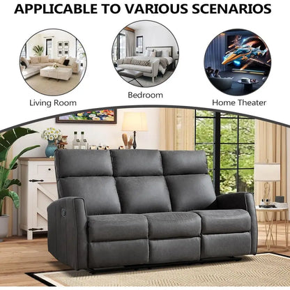Manual Recliner Soa Set or Living Room, ern Reclining Couch urniture Set, Included 2pcs Reclining Chair and Wall-Her 3-Seater Re